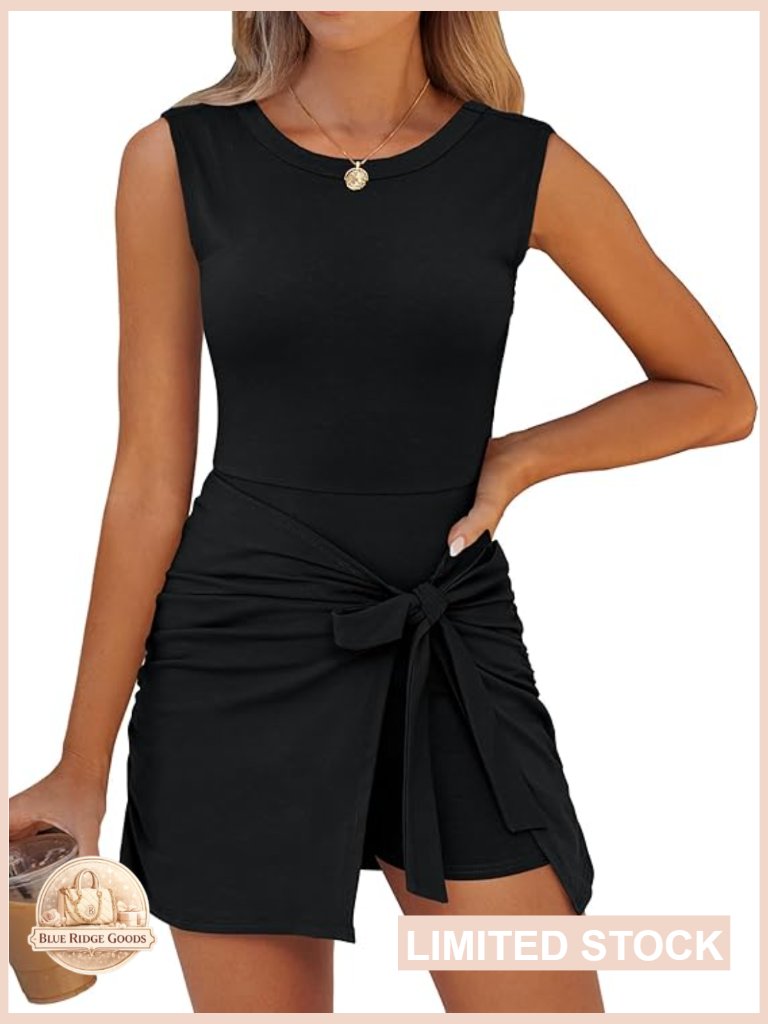 Sleeveless Bodycon Wrap Romper Dress With Built-In Shorts For Summer Vacation